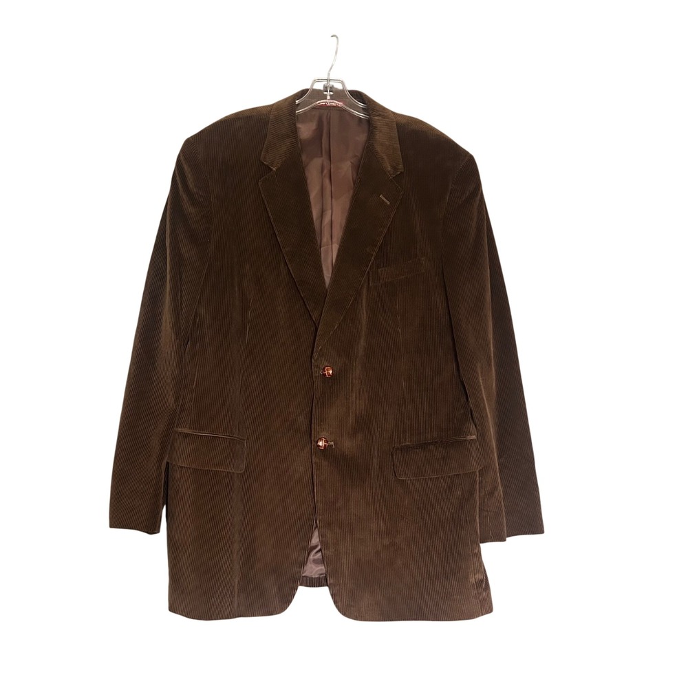 Covington Mens Brown Corduroy Blazer Sport Coat Jacket 46L Cotton 2-Button